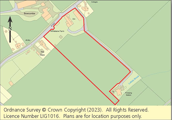 Lot: 27 - FOUR ACRES WITH BARNS FOR CONVERSION AND CONSTRUCTION OF A SUBSTANTIAL NEW DWELLING - Plan showing location